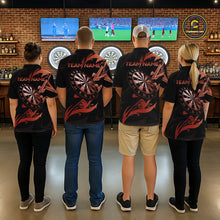 Load image into Gallery viewer, Black And Red Dartboard Tribal Darts Polo &amp; 1/4 Zip Custom Darts Shirt For Men, Darts Team Jersey TDM5367