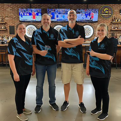 Black And Blue Dartboard Tribal Darts Polo & 1/4 Zip Custom Darts Shirt For Women, Darts Jersey TDM5368