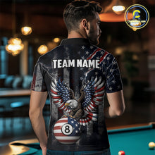 Load image into Gallery viewer, Grunge American Flag Eagle Patriotic Billiard Shirt For Men Custom 8 Ball Pool Team Jersey TDM5379