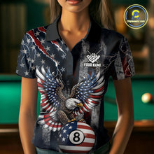 Load image into Gallery viewer, Grunge American Flag Eagle Patriotic Billiard Shirt For Women Custom 8 Ball Pool Team Jersey TDM5379
