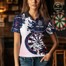 Load image into Gallery viewer, Personalized Paint Splash Darts Shirt For Women Custom Darts Jersey Team Polo &amp; 1/4 Zip |Red TDM6063