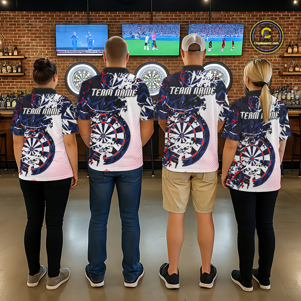 Personalized Paint Splash Darts Shirt For Women Custom Darts Jersey Team Polo & 1/4 Zip |Red TDM6063
