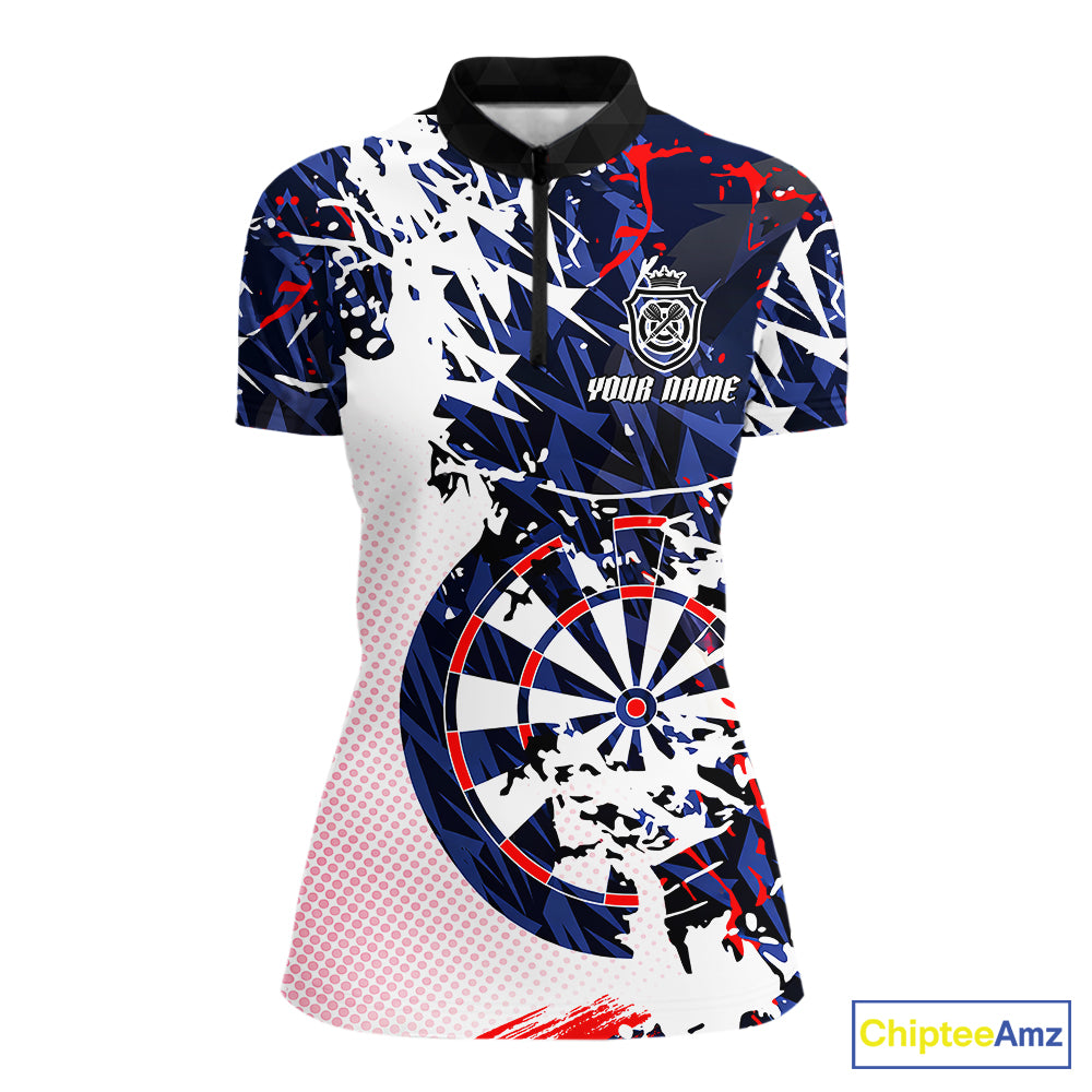 Personalized Paint Splash Darts Shirt For Women Custom Darts Jersey Team Polo & 1/4 Zip |Red TDM6063