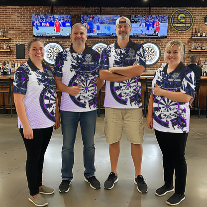 Personalized Paint Splash Darts Shirt For Women Custom Darts Jersey Team Polo & 1/4 Zip |Purple TDM6064
