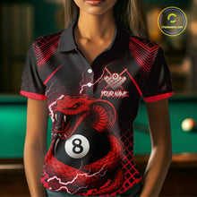 Load image into Gallery viewer, Personalized Red 8 Ball Lightning Cobra Snake Women's Billiards Shirts Custom Pool Team Jerseys TDM5197