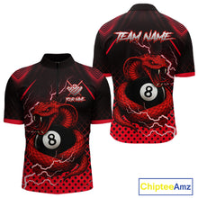 Load image into Gallery viewer, Personalized Red 8 Ball Lightning Cobra Snake Men's Billiards Shirts Custom Pool Team Jerseys TDM5197