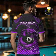 Load image into Gallery viewer, Personalized Purple 8 Ball Lightning Cobra Snake Men's Billiards Shirts Custom Pool Team Jerseys TDM5199