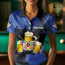 Load image into Gallery viewer, Billiard Pool And Beer That's Why I'm Here Polo &amp; 1/4 Zip For Women Custom Funny Billiard Jersey TDM4833