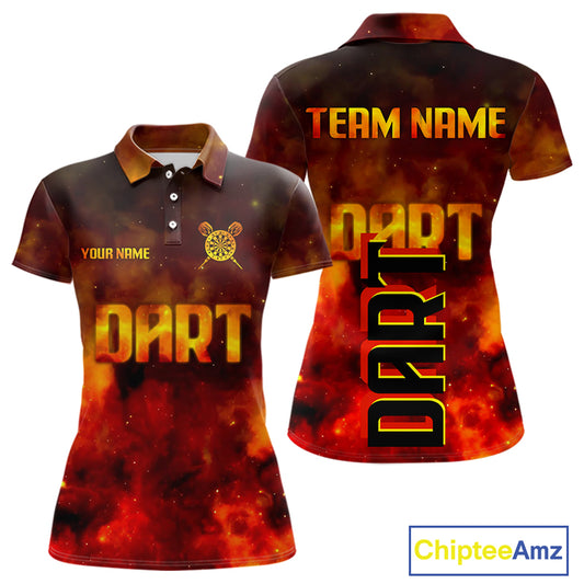 Persionalized Full Flames And Smokes Dart Shirts For Women, Dart Team Jerseys NYN0077