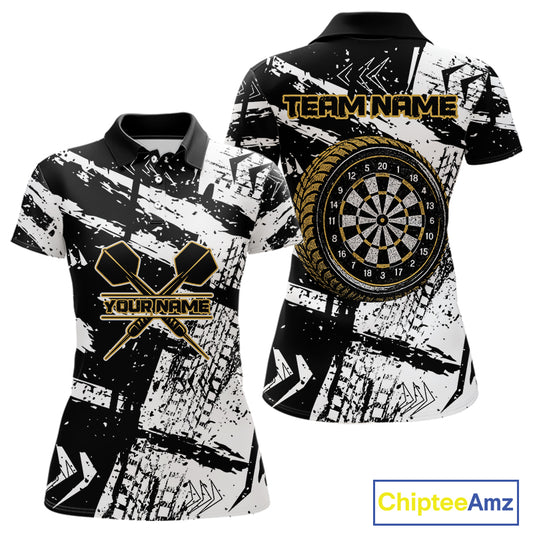 Custom Black And Yellow Wheel Dartboards Dart Shirts For Women Outfits Grunge Dart Jerseys NYN0079