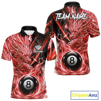 Fire Flame Red 8 Ball Billiard Dragon Shirts For Men Custom Dragon Team Billiard Jerseys NYN3952