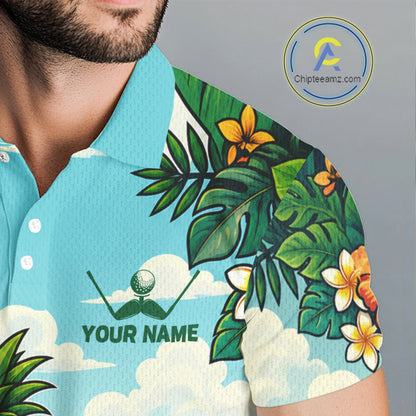 Funny Pineapple Golfer Mens Monstera Tropical Polo Shirts Custom Golf Team Outfits Golf Gifts NYN3960