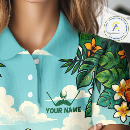 Funny Watermelon Golfer Womens Monstera Tropical Polo Shirts Custom Golf Team Outfits Golf Gifts NYN3961