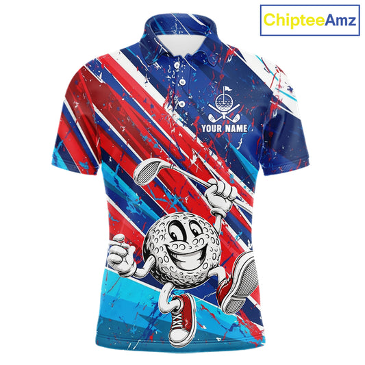 Funny Golfer Blue And Red Golf Polo Shirts For Men Custom Golf Team Outfits Golf Gifts NYN3965