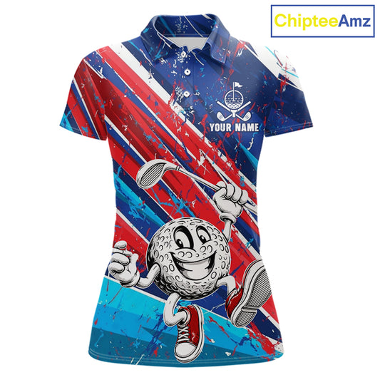 Funny Golfer Blue And Red Golf Polo Shirts For Womens Custom Golf Team Outfits Golf Gifts NYN3965