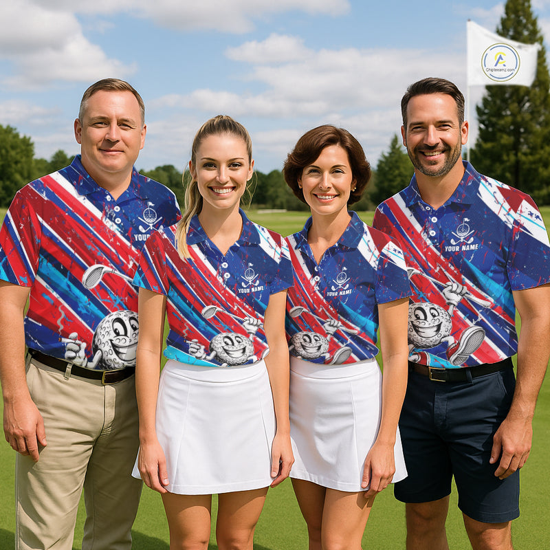 Funny Golfer Blue And Red Golf Polo Shirts For Men Custom Golf Team Outfits Golf Gifts NYN3965