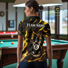 Load image into Gallery viewer, Black And Yellow Tiger Crown 8 Ball Pool Billiard Shirt For Women Personalized Billiard Team Apparel NYN2632