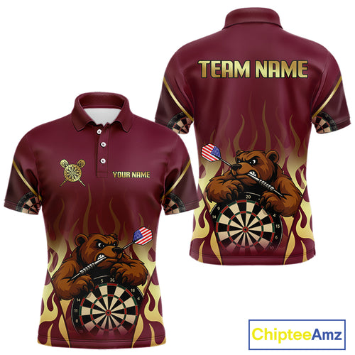 US Flag Dart Arrow Custom Brown Bear Dart Shirt For Men, Dart Team Jerseys NYN0091
