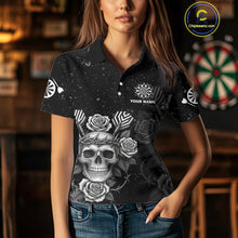 Load image into Gallery viewer, Roses Skull Dart Arrows Women's Grunge Darts Shirt - Custom Name For Darts Jersey NYN0442