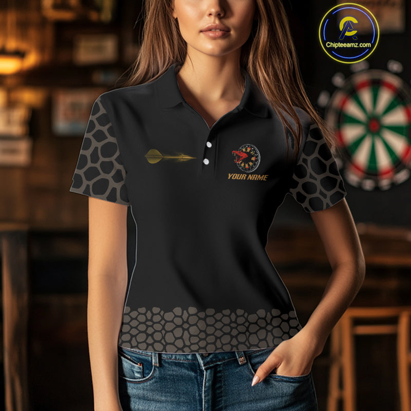 Dark Brown Cobra & Dart Arrow Women's Darts Shirt - Custom Name For Darts Jersey NYN0443