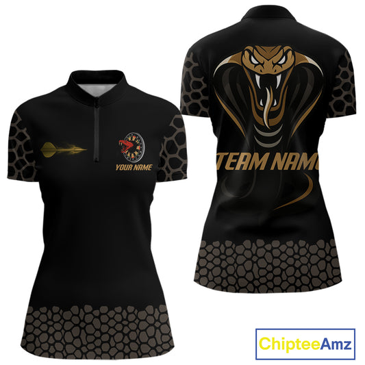 Dark Brown Cobra & Dart Arrow Women's Darts Shirt - Custom Name For Darts Jersey NYN0443