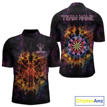 Load image into Gallery viewer, Colorful Flame Dartboard Custom Quarter-Zip Darts Shirt For Men - Darts Team Jersey NYN0699