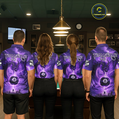 Dragon Light 8 Ball Women Billiard Polo & 1/4-Zip Shirt Custom Pool Team Billiard Shirts|Purple NYN2402