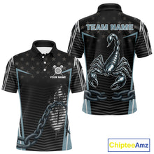 Load image into Gallery viewer, Flame Darts &amp; Scorpion Men's Darts Shirt - Custom Name For Steel Blue Darts Jersey NYN0454