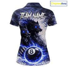 Load image into Gallery viewer, Grey &amp; Blue Grunge Wolfs Claws Thunder 8 Ball Pool Women Billiard Shirt Custom Billiard Team Attire NYN2640