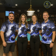 Load image into Gallery viewer, Grey &amp; Blue Grunge Wolfs Claws Thunder 8 Ball Pool Women Billiard Shirt Custom Billiard Team Attire NYN2640