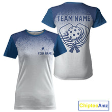 Load image into Gallery viewer, Custom White And Blue Halftone Pickleball Paddle League Jerseys Women Pickleball Team Shirts NYN2164