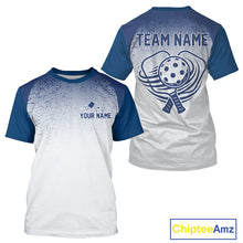 Load image into Gallery viewer, Custom White And Blue Halftone Pickleball Paddle League Jerseys Men Pickleball Team Shirts NYN2164