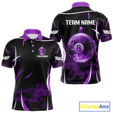 Load image into Gallery viewer, Purple Smokes Pool 8 Ball Men Billiard Polo &amp; 1/4-Zip Shirt Personalized Balls Billiard Gifts NYN2416