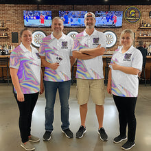 Load image into Gallery viewer, Personalized Pink Holographic Dartboard Pattern Men Darts Polo &amp; 1/4-Zip Shirts Dart Team Jerseys NYN2811