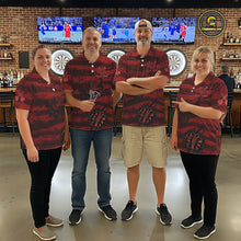 Load image into Gallery viewer, Custom Red Grunge Wolf Torn Dartboard Men Darts Quarter-Zip Shirt Wolf Dart League Jerseys NYN2166