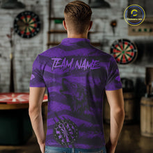 Load image into Gallery viewer, Custom Purple Grunge Wolf Torn Dartboard Men Darts Polo Shirt Wolf Dart League Jerseys NYN2167
