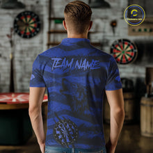 Load image into Gallery viewer, Custom Blue Grunge Wolf Torn Dartboard Men Darts Polo Shirt Wolf Dart League Jerseys NYN2168
