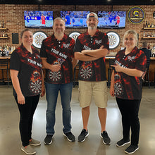 Load image into Gallery viewer, Custom Black &amp; Red Flaming Skull Darts Quarter-Zip Shirt For Men Skull Dart League Jerseys NYN2169