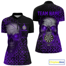 Load image into Gallery viewer, Custom Purple Dripping Skull Darts Quarter-Zip Shirt For Women Fire Flame Skull Dart League Jerseys NYN2174