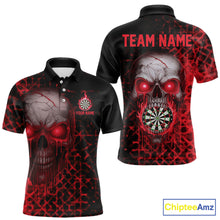 Load image into Gallery viewer, Custom Red Dripping Skull Darts Polo Shirt For Men Fire Flame Skull Dart League Jerseys NYN2175