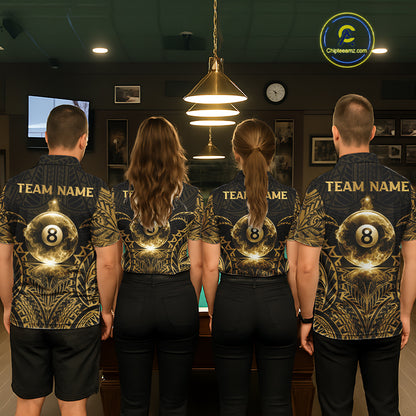 Gold Tribal Smoke 8 Ball Pool Women Polo & 1/4-Zip Shirt Personalized 3D Ball Billiard Gifts NYN2427
