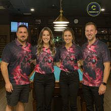 Load image into Gallery viewer, Grim Reaper Red Flames 8 Ball Pool Women Polo &amp; 1/4-Zip Shirt Personalized Skull Billiard Gifts NYN2433