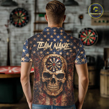 Load image into Gallery viewer, US Flag Retro Cracked Skull Dartboard Men Darts Polo Shirt Custom Patriotic Vintage Dart Shirt NYN2660