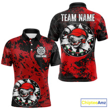 Load image into Gallery viewer, Personalized Black &amp; Grunge Red Funny Cool Dog Cracked Darts Shirts For Men Dart Team Jerseys NYN2818