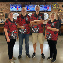 Load image into Gallery viewer, Personalized Black &amp; Grunge Red Funny Cool Dog Cracked Darts Shirts For Women Dart Team Jerseys NYN2818