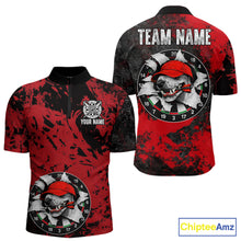 Load image into Gallery viewer, Personalized Black &amp; Grunge Red Funny Cool Dog Cracked Darts Shirts For Men Dart Team Jerseys NYN2818