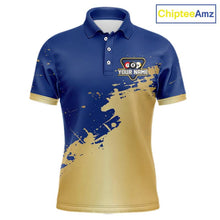 Load image into Gallery viewer, Gold Blue Splatter Billiard Custom Men Billiard Polo &amp; 1/4-Zip Shirts Pool Billiard Team Jerseys NYN3013