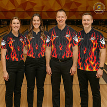 Load image into Gallery viewer, Personalized Funny Cat Firefighter Fire Flame Men Bowling Shirt Custom Team Shirts For Bowlers NYN3191