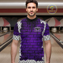 Load image into Gallery viewer, Purple Brick-Wall Fierce Bulldog Men Bowing Team Shirt Personalized Bowling Jersey For Bowlers NYN3195
