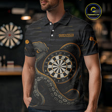 Load image into Gallery viewer, Yellow and Black Octopus Dartboard - Men's Darts Team Shirt - Custom Name For Players NYN0490